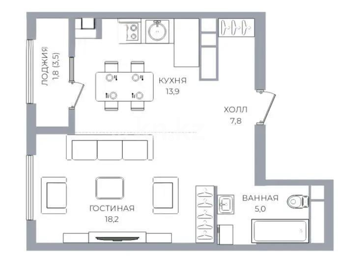 Продажа 2-комнатной квартиры, 46.6 м², ул. Сатпаева, дом  90/55б - Продажа  двухкомнатных квартир в Алматы без посредников фото 1 из 1