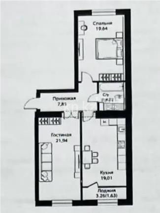 Продажа 2-комнатной квартиры, 74.49 м², ул. Жошы хана, дом  12/3 - Продажа  двухкомнатных квартир в Астане с фото фото 1 из 1