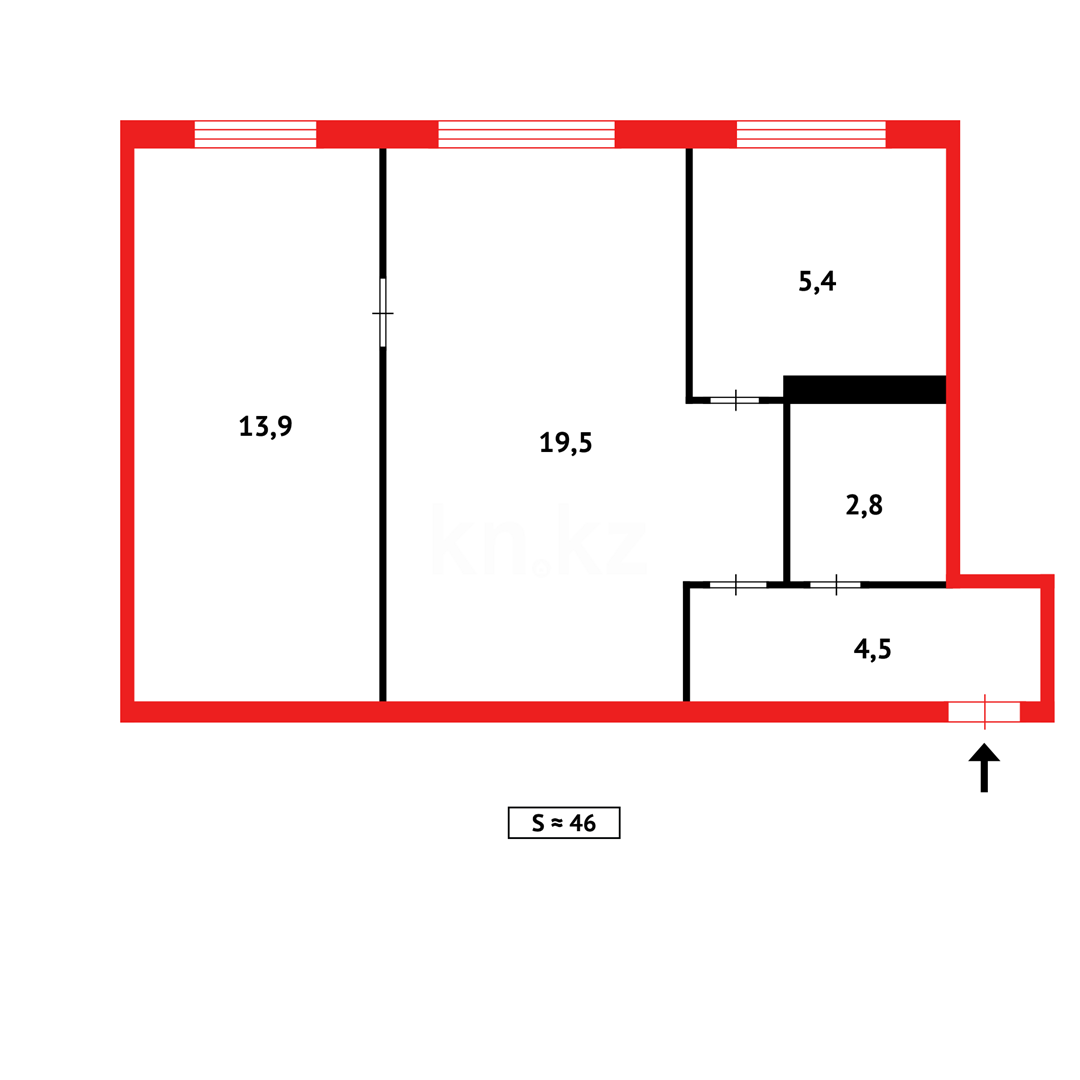 Продажа 2-комнатной квартиры, 45 м² - Продажа недвижимости в Караганде фото 7 из 7