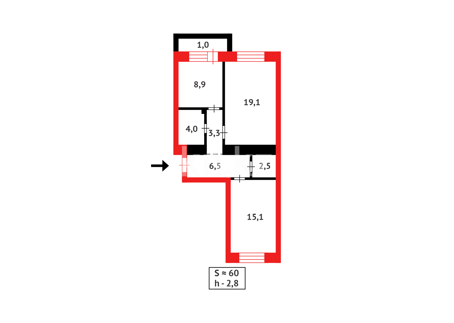 Продажа 2-комнатной квартиры, 60.4 м² в Астане - фото 12