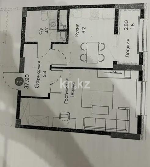 Продажа 1-комнатной квартиры, 38 м², ул. Молдагалиева, дом  3 в Астане