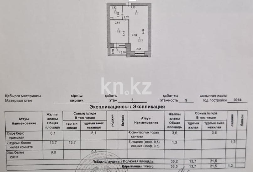 Продажа 1-комнатной квартиры, 36.5 м² - Продажа однокомнатных квартир в р-не Есиль Астаны - страница 2 фото 14 из 16