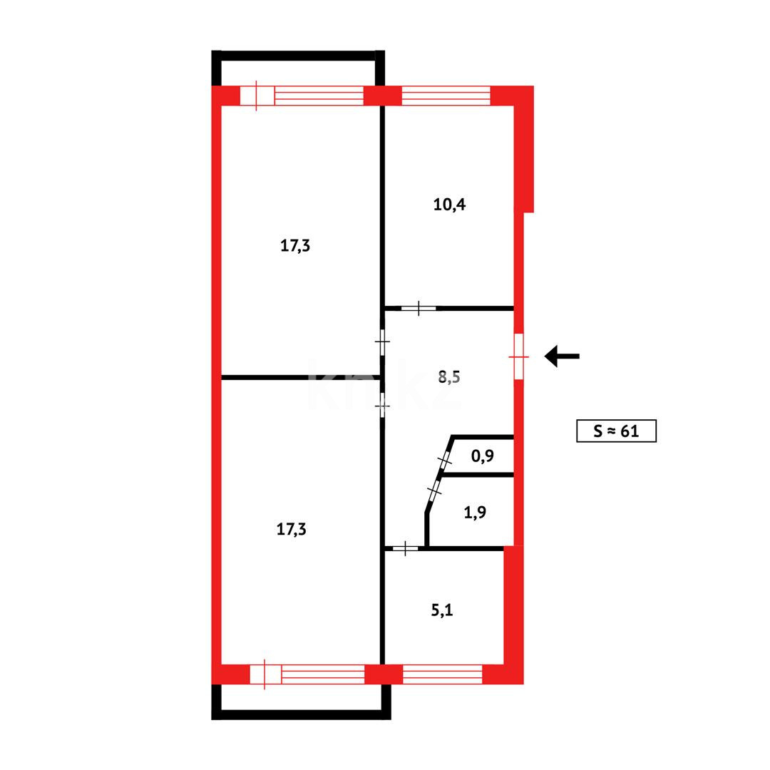 Продажа 3-комнатной квартиры, 64 м², мкр-н 6-й в Темиртау - фото 9