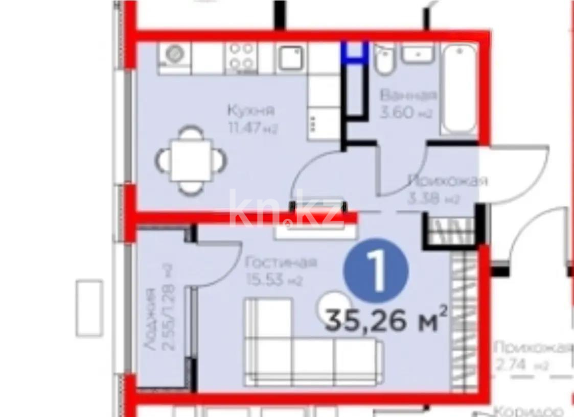 Продажа 1-комнатной квартиры, 35.36 м², мкр-н Гажайып, дом  11/17а - Продажа квартир в новостройках Алматы фото 1 из 1