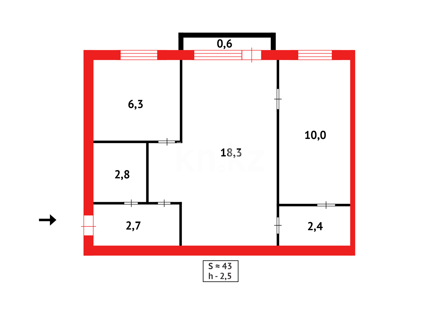 Продажа 2-комнатной квартиры, 43 м² - Продажа квартир в Караганде в Михайловке - страница 3 фото 10 из 10