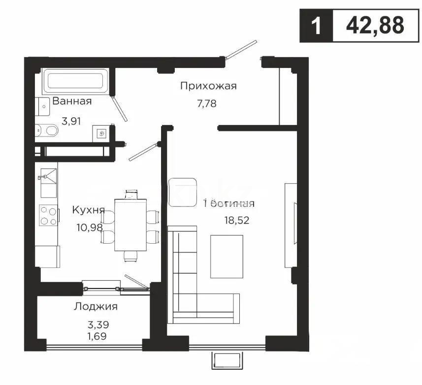 Продажа 1-комнатной квартиры, 43 м² в Астане - фото 3