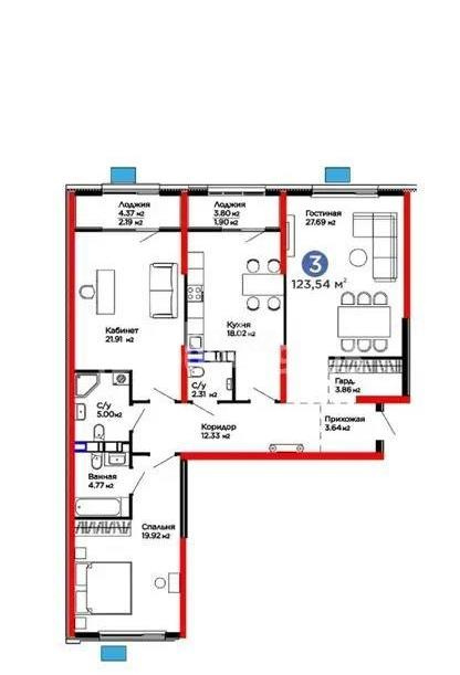 Продажа 3-комнатной квартиры, 123.54 м² - Недвижимость в Казахстане - страница 4 фото 1 из 1