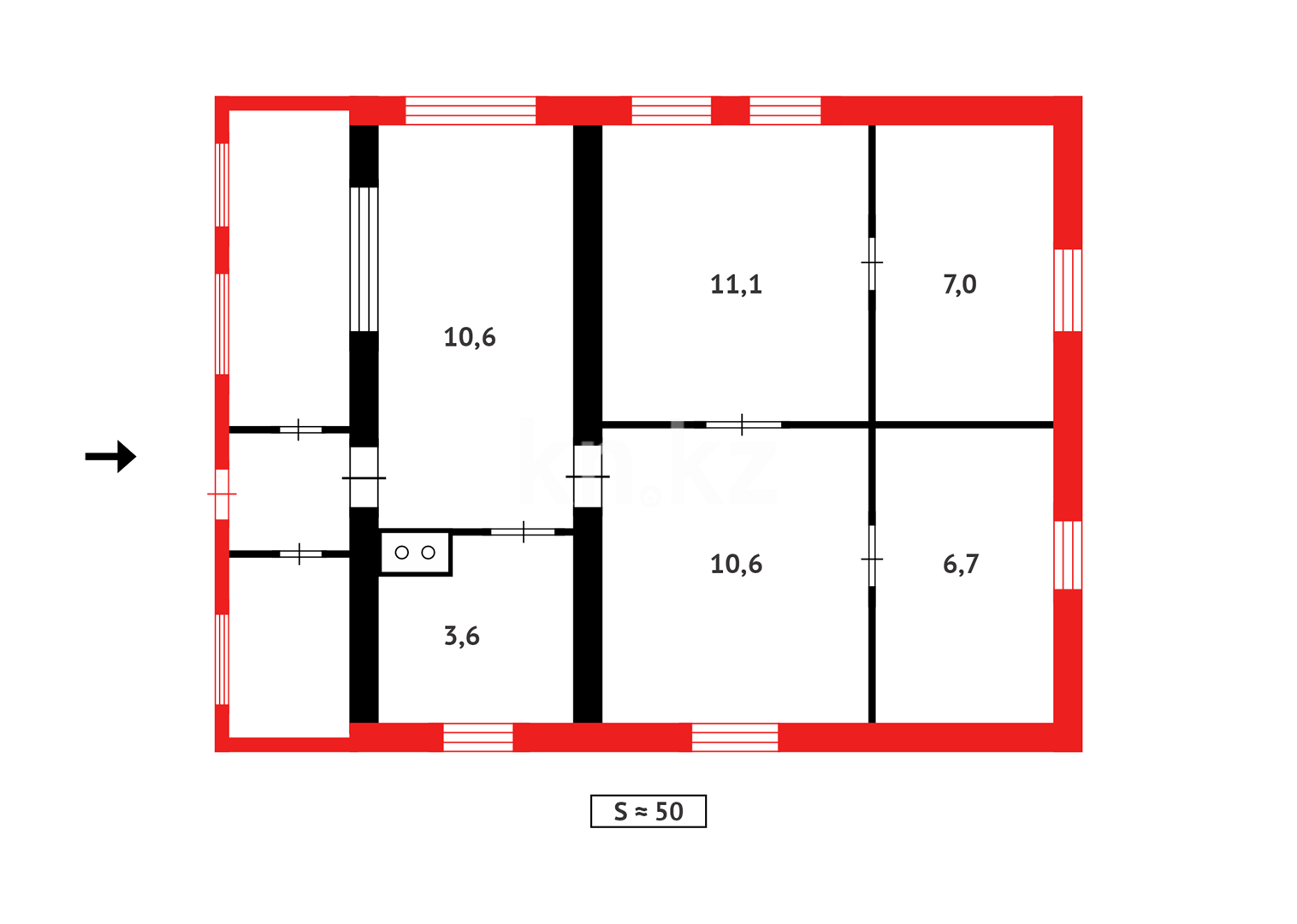 Продажа 4-комнатного дома, 49.6 м², ул. Ватутина - Продажа домов, коттеджей в Темиртау фото 22 из 22