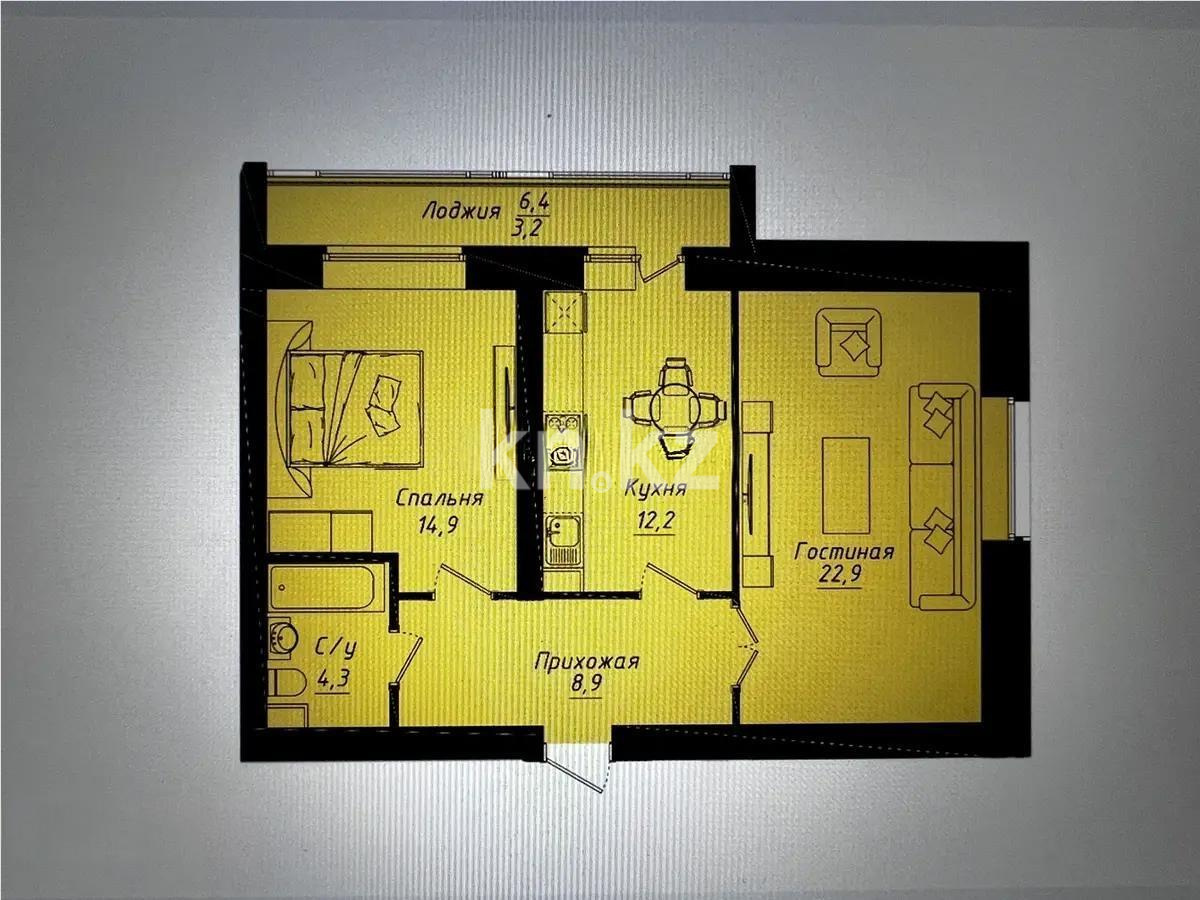 Продажа 2-комнатной квартиры, 62.7 м² в Астане