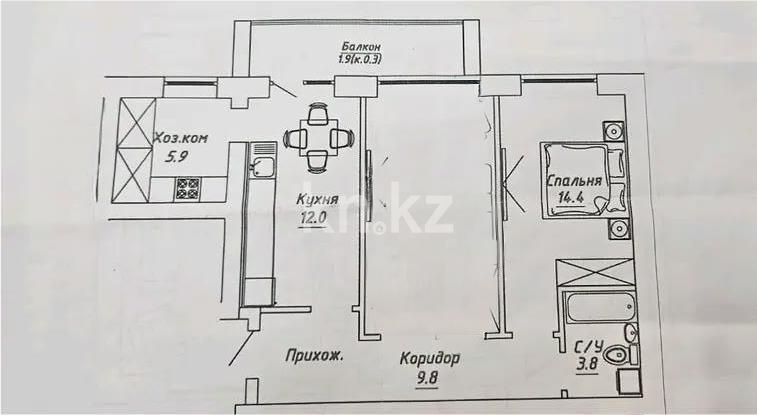 Продажа 2-комнатной квартиры, 65 м² в Астане