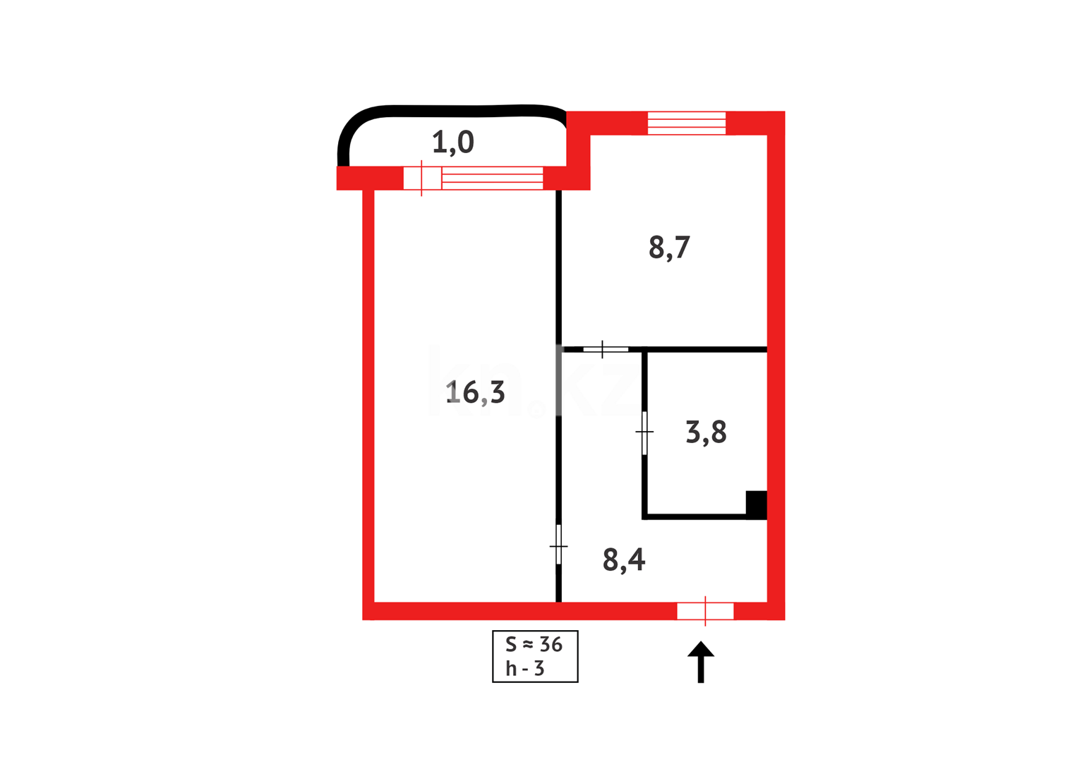 Продажа 1-комнатной квартиры, 36.2 м² - Продажа квартир в Астане - страница 354 фото 8 из 8