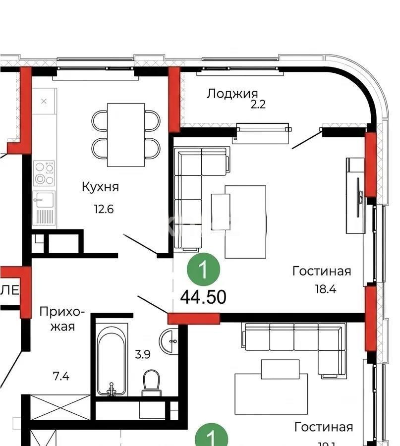 Продажа 1-комнатной квартиры, 45 м² в Астане