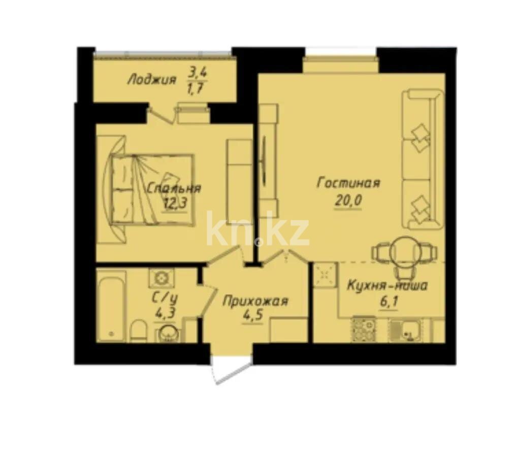 Продажа 2-комнатной квартиры, 50 м² в Астане