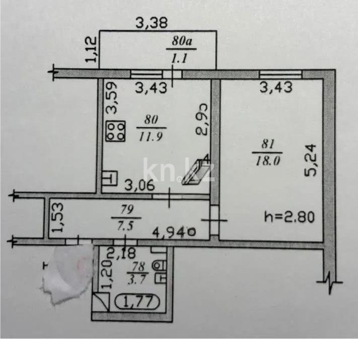 Продажа 1-комнатной квартиры, 43 м², мкр. Мамыр-2, дом  11 - Продажа квартир в Казахстане фото 1 из 1