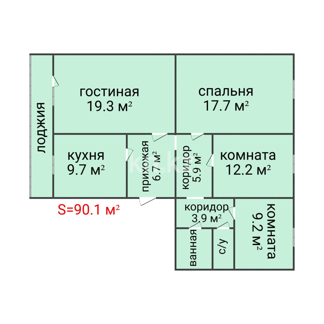 Продажа 4-комнатной квартиры, 90.1 м² - Продажа квартир в Казахстане - страница 27 фото 2 из 23