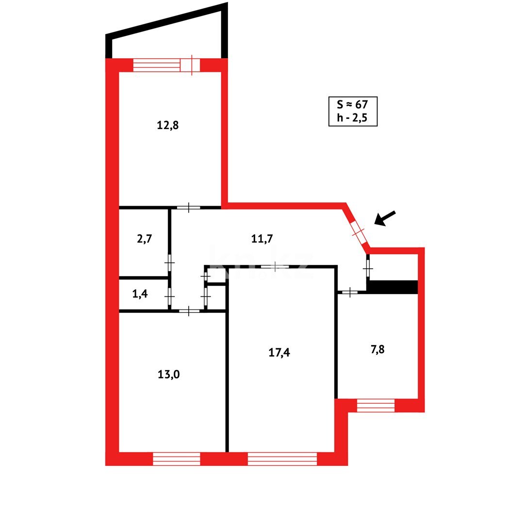 Продажа 3-комнатной квартиры, 66 м² в Темиртау - фото 13