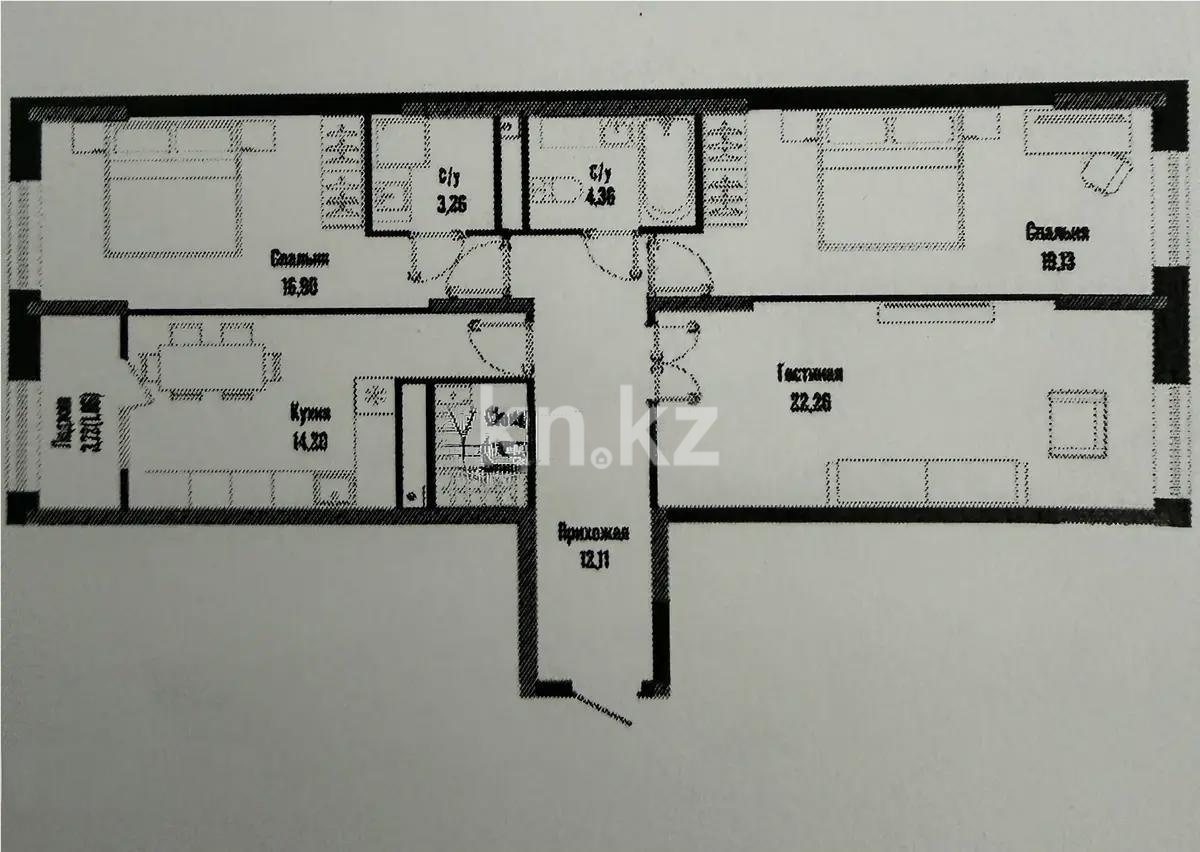 Продажа 3-комнатной квартиры, 96.45 м² в Астане