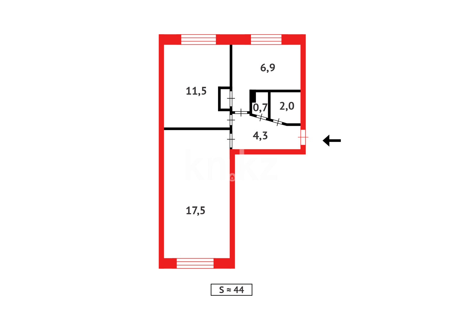 Продажа 2-комнатной квартиры, 44 м², ул. Затаевича в Астане - фото 9