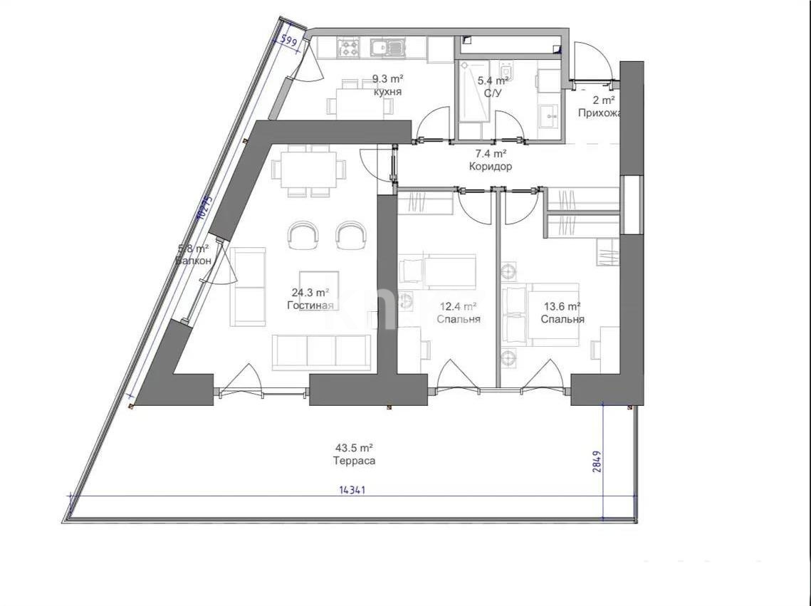 Продажа 3-комнатной квартиры, 87 м², пр. Суюнбая, дом  15в - Продажа  трехкомнатных квартир в новостройках Алматы без посредников фото 1 из 1
