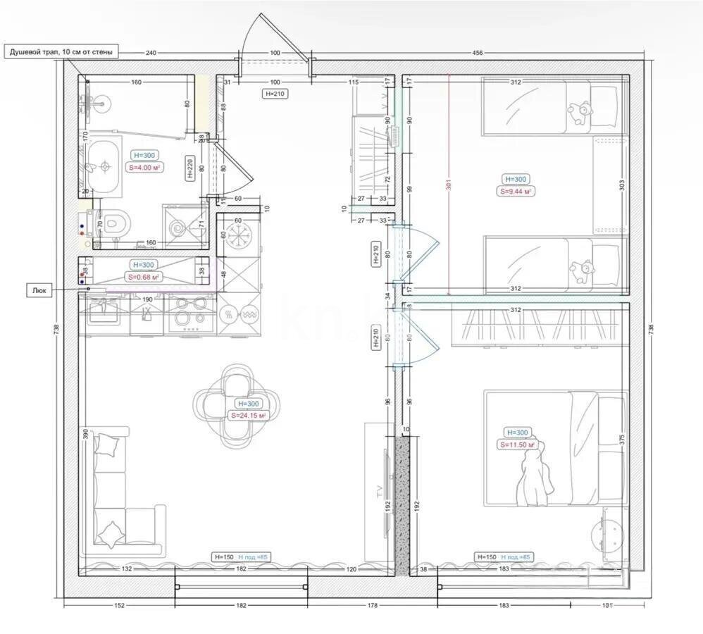 Продажа 3-комнатной квартиры, 51 м² в Алматы