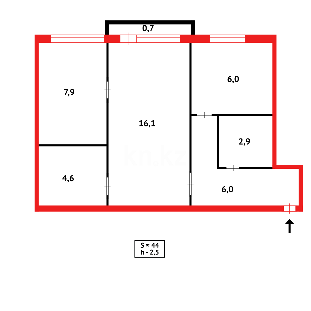 Продажа 2-комнатной квартиры, 44 м², ул. Мануильского - Продажа квартир в Казахстане фото 8 из 8