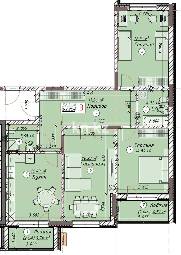 Продажа 3-комнатной квартиры, 99 м², ул. Айтматова, дом  57 стр - Продажа квартир в Астане фото 1 из 1