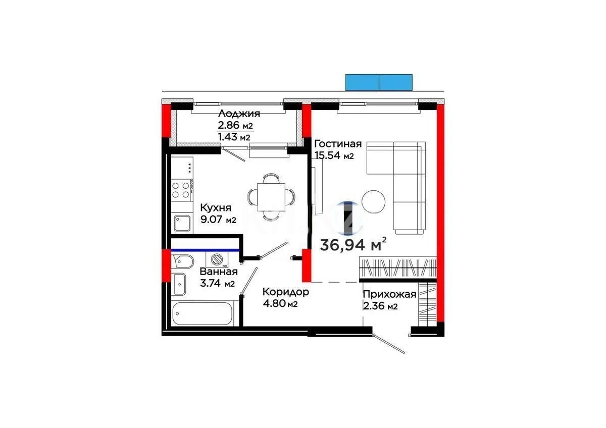 Продажа 1-комнатной квартиры, 37 м² в Астане - фото 4
