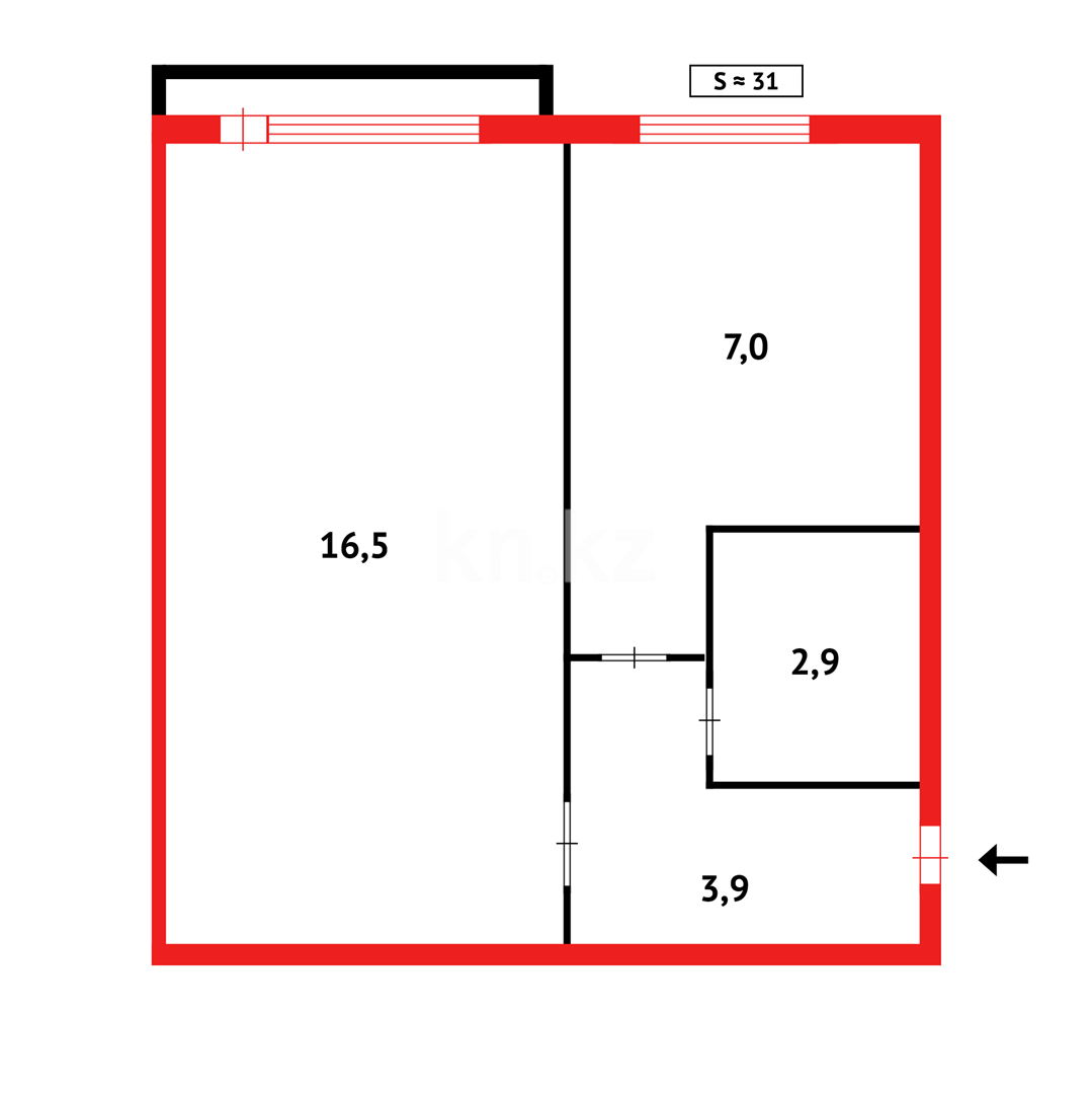 Продажа 1-комнатной квартиры, 33 м², пр. Бухар-жырау - Продажа квартир в Караганде фото 13 из 13