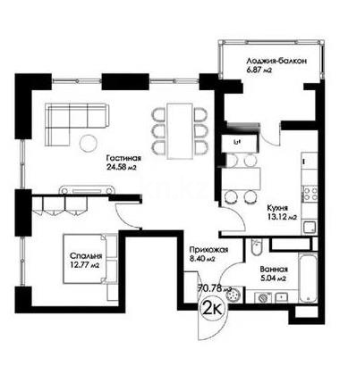 Продажа 2-комнатной квартиры, 73 м² в Астане