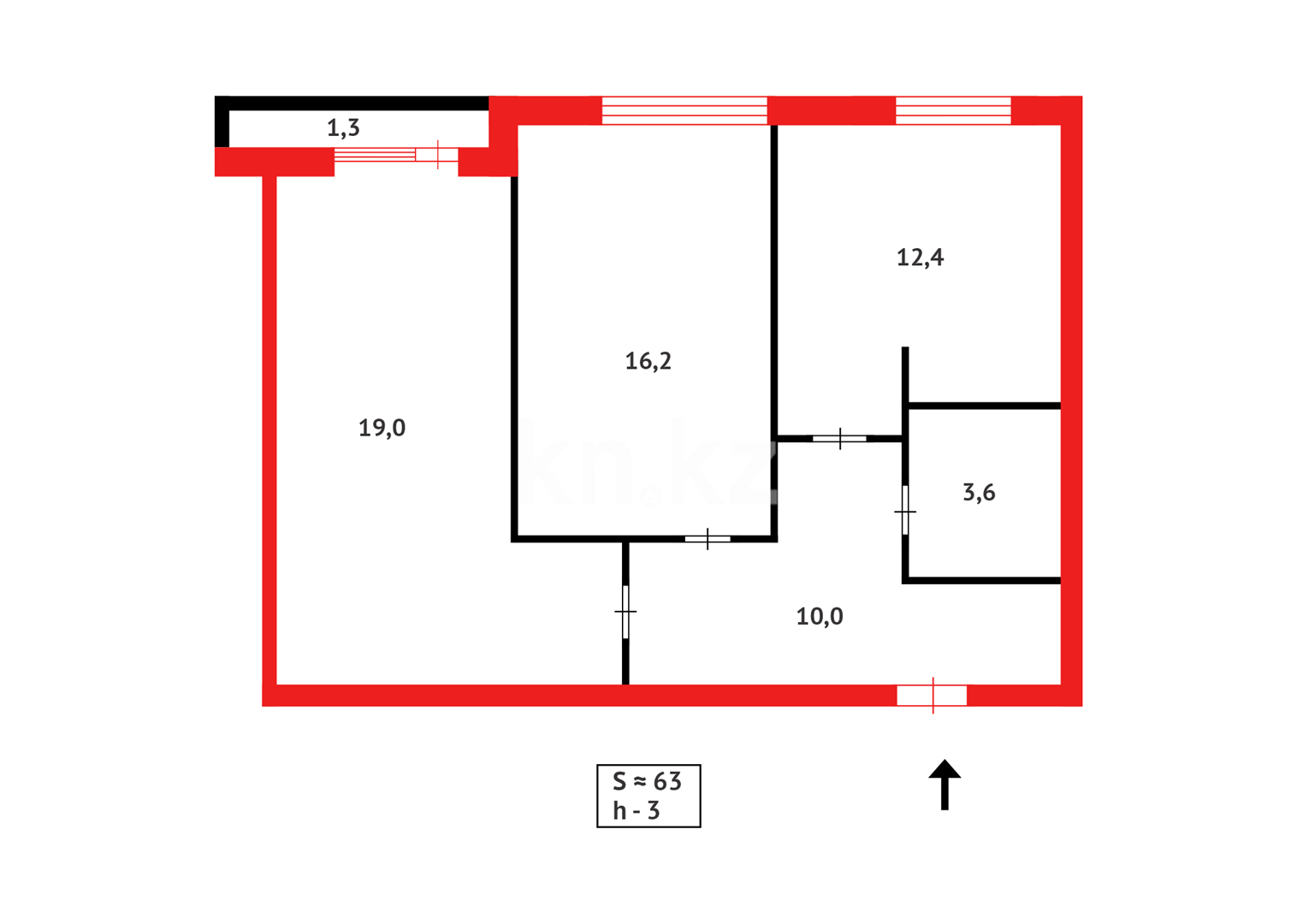 Продажа 3-комнатной квартиры, 62 м² в Караганде - фото 17