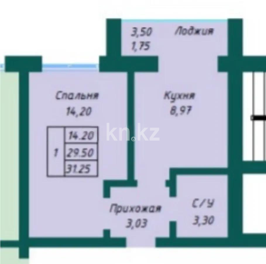 Продажа 1-комнатной квартиры, 31.25 м², ул. Аккемер, дом  14/1 в Астане - фото 2