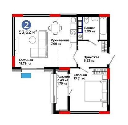 Продажа 2-комнатной квартиры, 54 м² в Астане