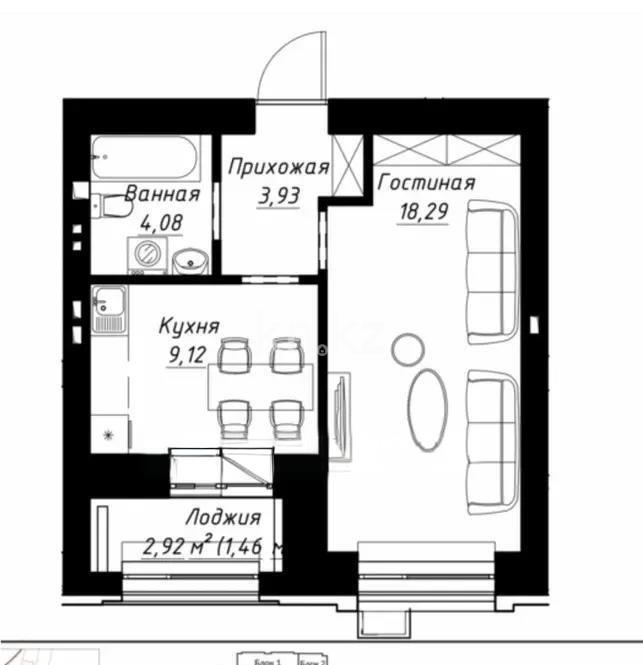 Продажа 1-комнатной квартиры, 36.88 м² в Астане