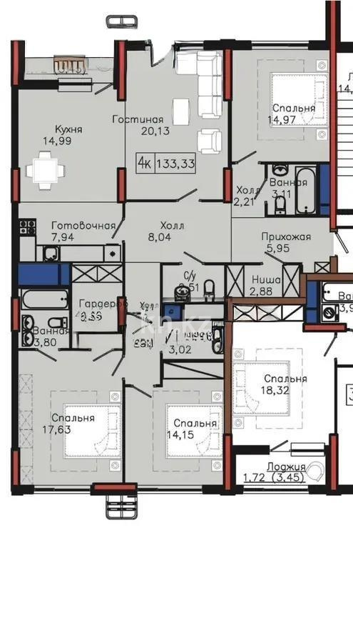 Продажа 4-комнатной квартиры, 134 м² в Астане