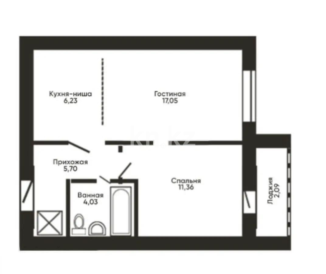 Продажа 2-комнатной квартиры, 48 м², ул. Таттимбета, дом  40 - Продажа  двухкомнатных квартир в Караганде без посредников с фото фото 1 из 1