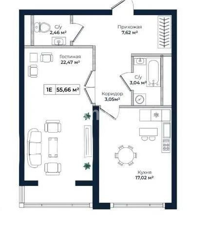 Продажа 2-комнатной квартиры, 56 м² в Алматы