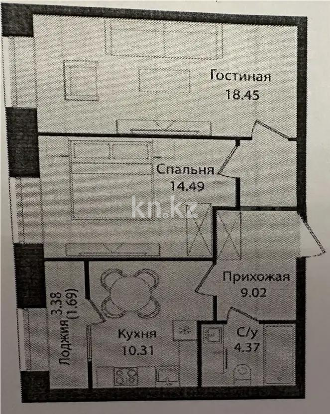 Продажа 2-комнатной квартиры, 58.33 м², ул. Е-15, дом  16 в Астане - фото 3