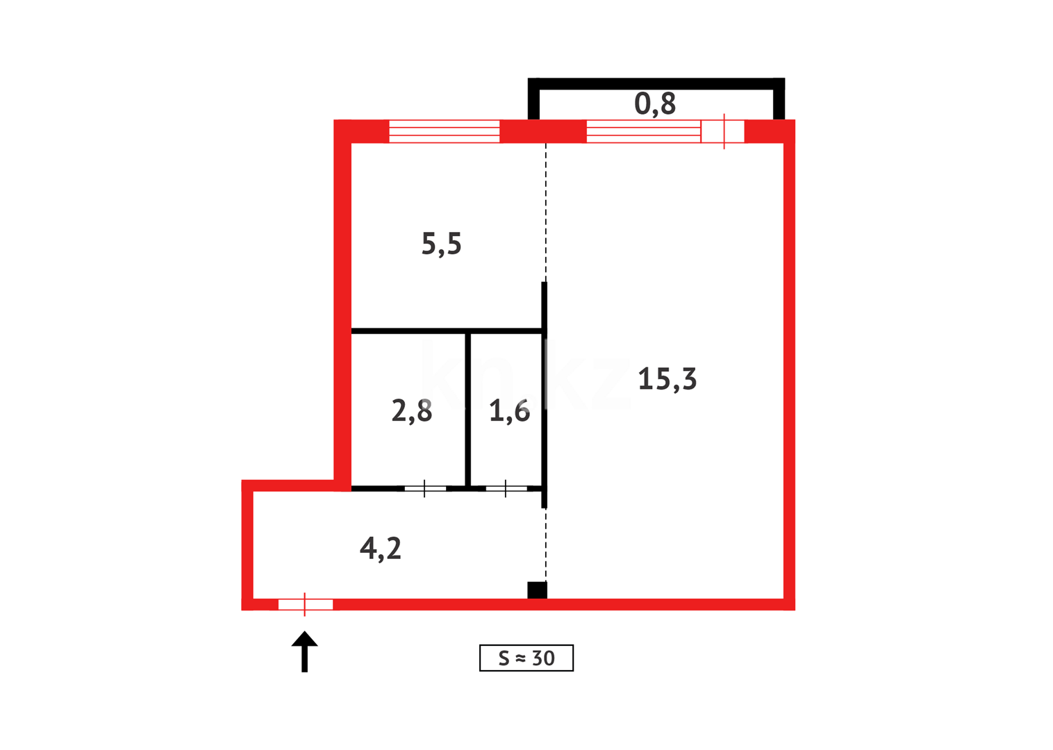 Продажа 1-комнатной квартиры, 30 м², пр. Бухар-жырау - Продажа квартир в Караганде фото 10 из 10