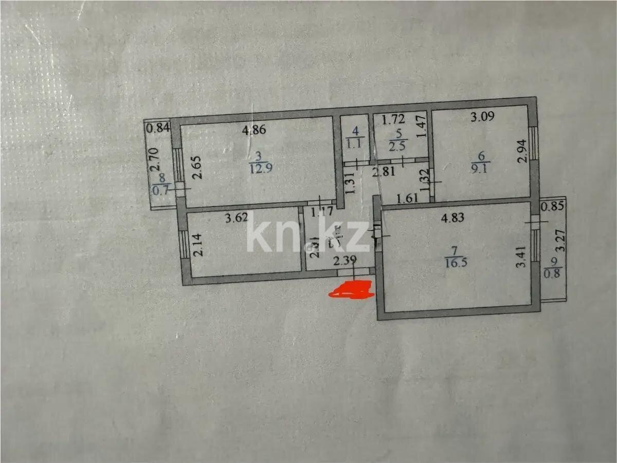 Продажа 3-комнатной квартиры, 59.9 м² в Астане