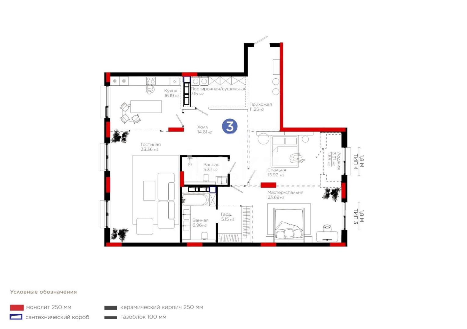Продажа 3-комнатной квартиры, 142 м² - Продажа трехкомнатных квартир в Астане - страница 2 фото 15 из 18