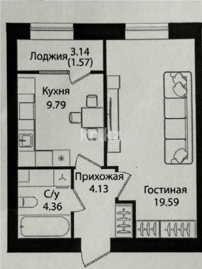 Продажа 1-комнатной квартиры, 40 м², ул. Е-15, дом  16 - Продажа квартир в Астане фото 1 из 1