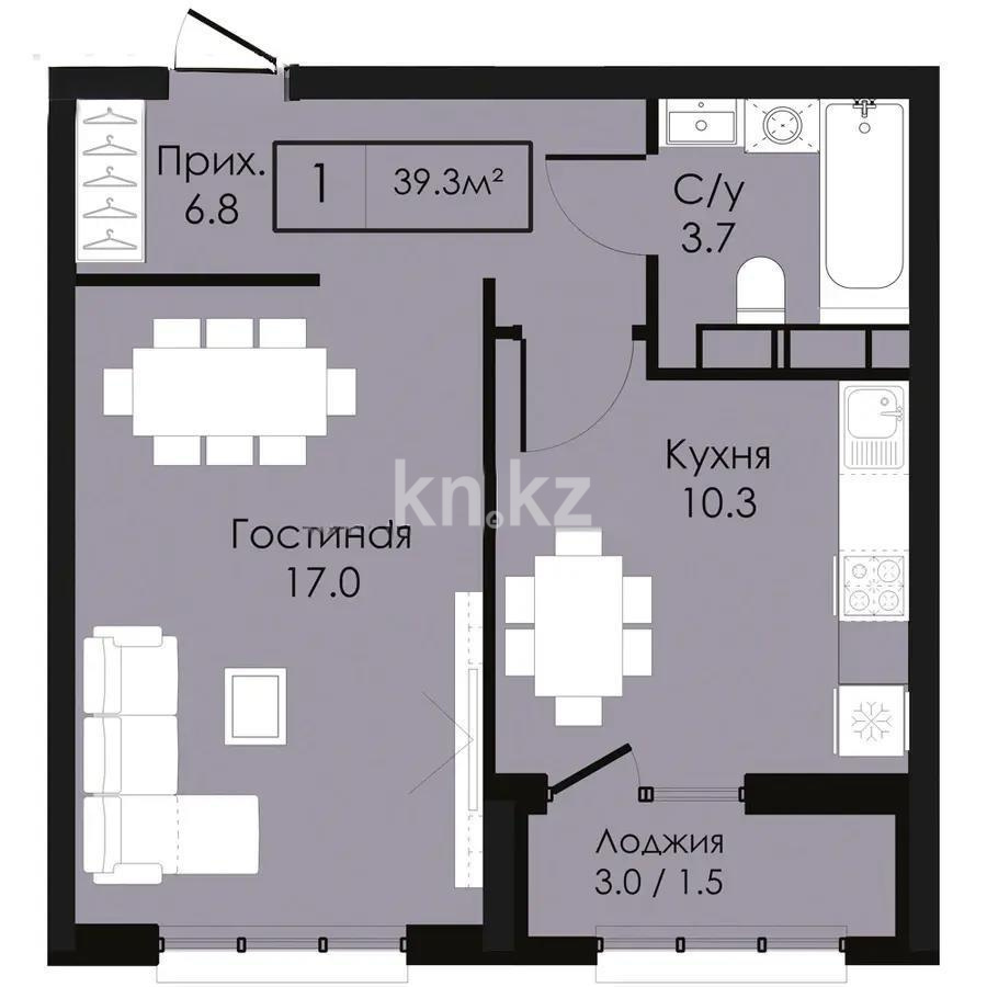Продажа 1-комнатной квартиры, 39 м², ул. Сыганак, дом  22/1 в Астане