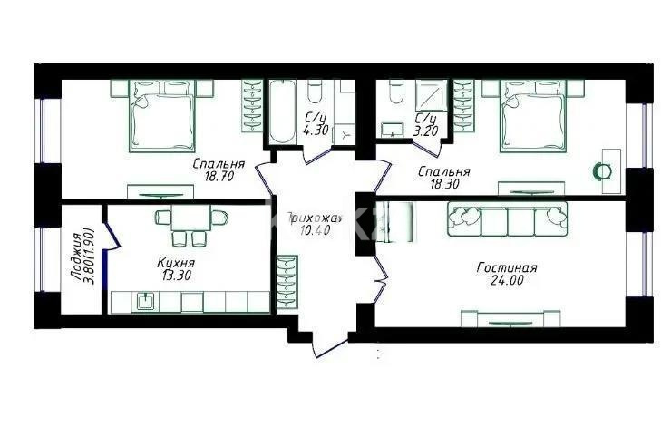 Продажа 3-комнатной квартиры, 94.1 м² - Продажа трехкомнатных квартир в Астане - страница 3 фото 1 из 1