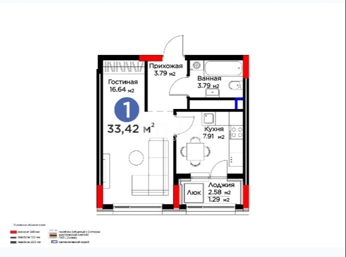 Продажа 1-комнатной квартиры, 33.42 м², ул. Е-915, дом  13 - Продажа жилой и коммерческой недвижимости в Астане фото 9 из 11