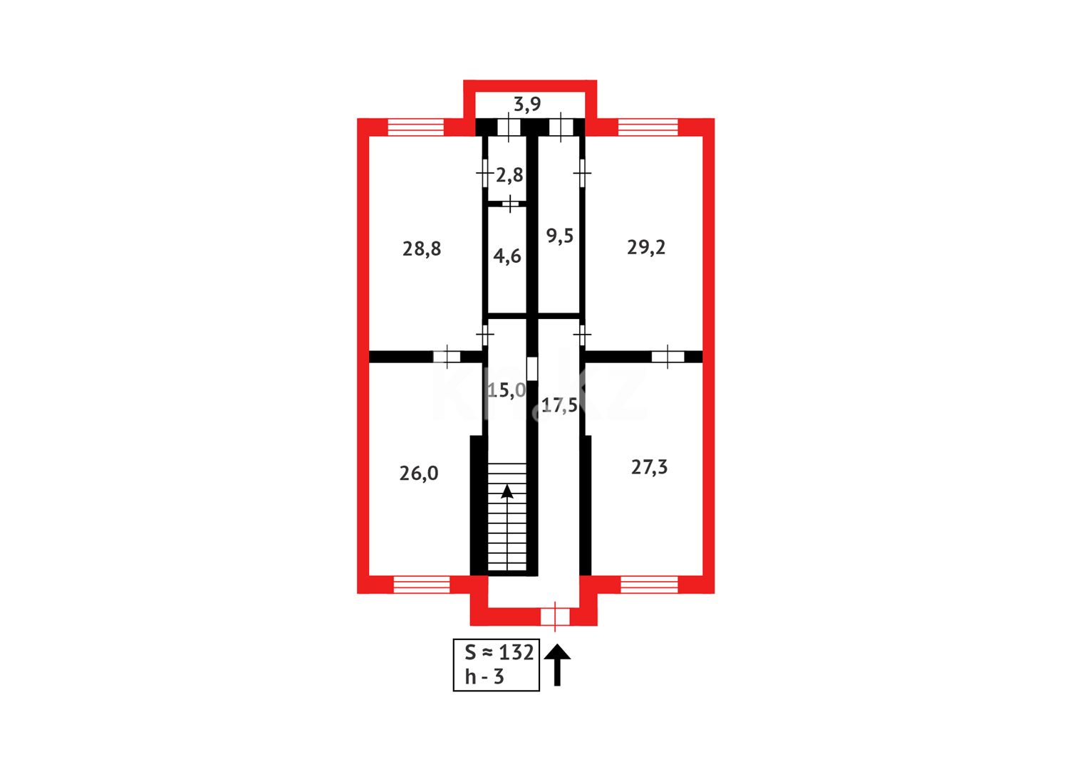 Продажа 5-комнатной квартиры, 132 м², мкр-н Алтын Арка - Продажа  пятикомнатных квартир в Караганде фото 25 из 25
