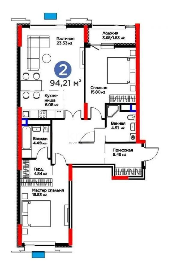 Продажа 3-комнатной квартиры, 95 м², пр. Аль-Фараби, дом  3/2 в Астане