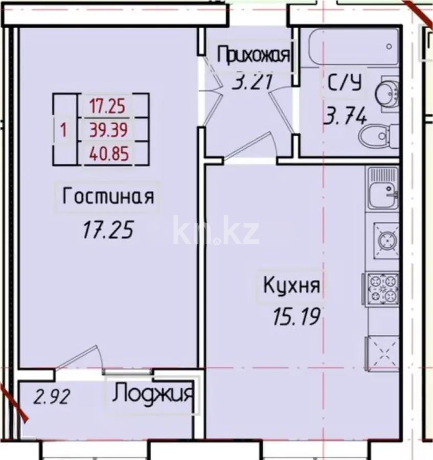 Продажа 1-комнатной квартиры, 40 м², ул. Кургальжинское шоссе, дом  108 - Продажа квартир в новостройках Астаны без посредников с фото фото 1 из 1