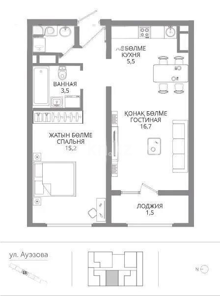 Продажа 2-комнатной квартиры, 49.4 м² в Алматы - фото 6