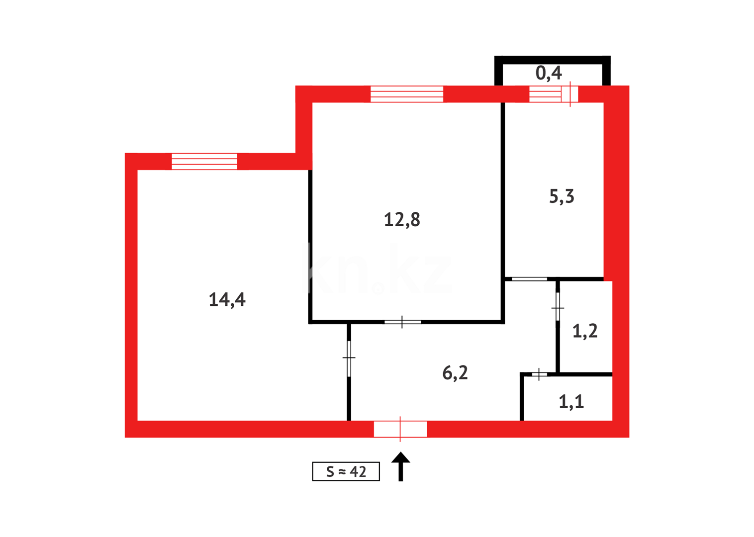 Продажа 2-комнатной квартиры, 42 м² - Продажа зданий в Балхаше фото 11 из 11