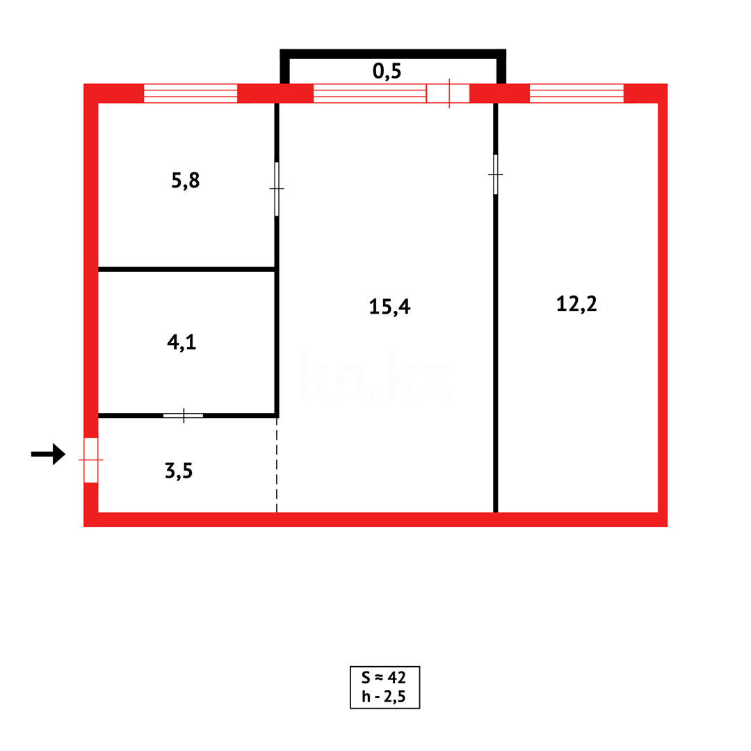 Продажа 2-комнатной квартиры, 44 м² в Караганде - фото 6